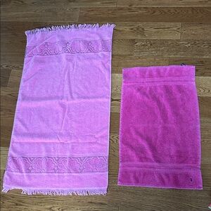 Ralph Lauren and Vintage Caldwell Vibrant Pink Cotton Towels hand and bath